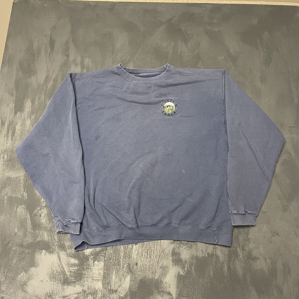 Vintage C Lazy U Ranch Pullover Sweatshirt Men XL Blue 1990s Gear For Sports